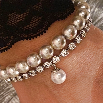DIY pearl crystal bracelet tutorial
